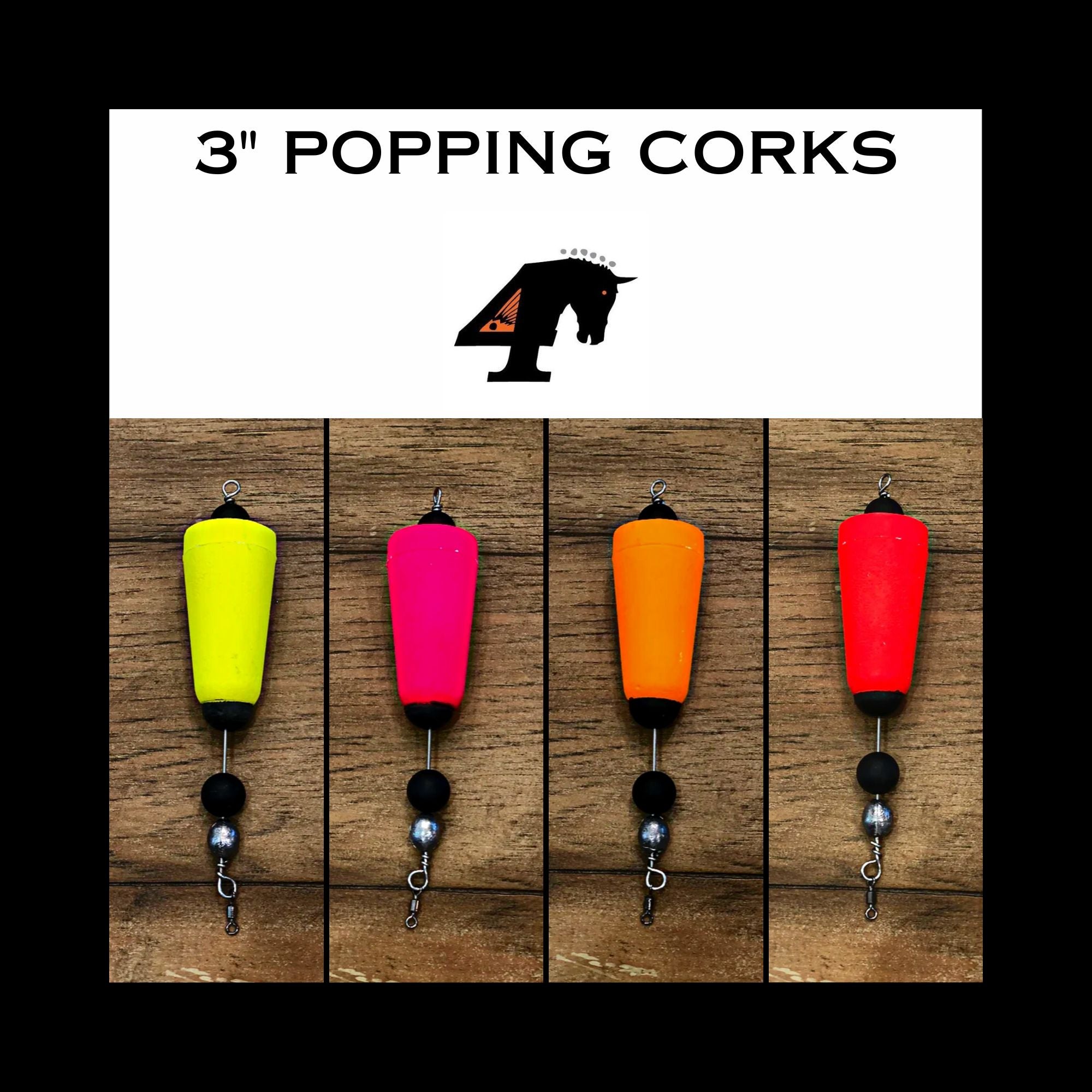 3 Popper Cork, 4 Horsemen Tackle, Corks, Fishing Store