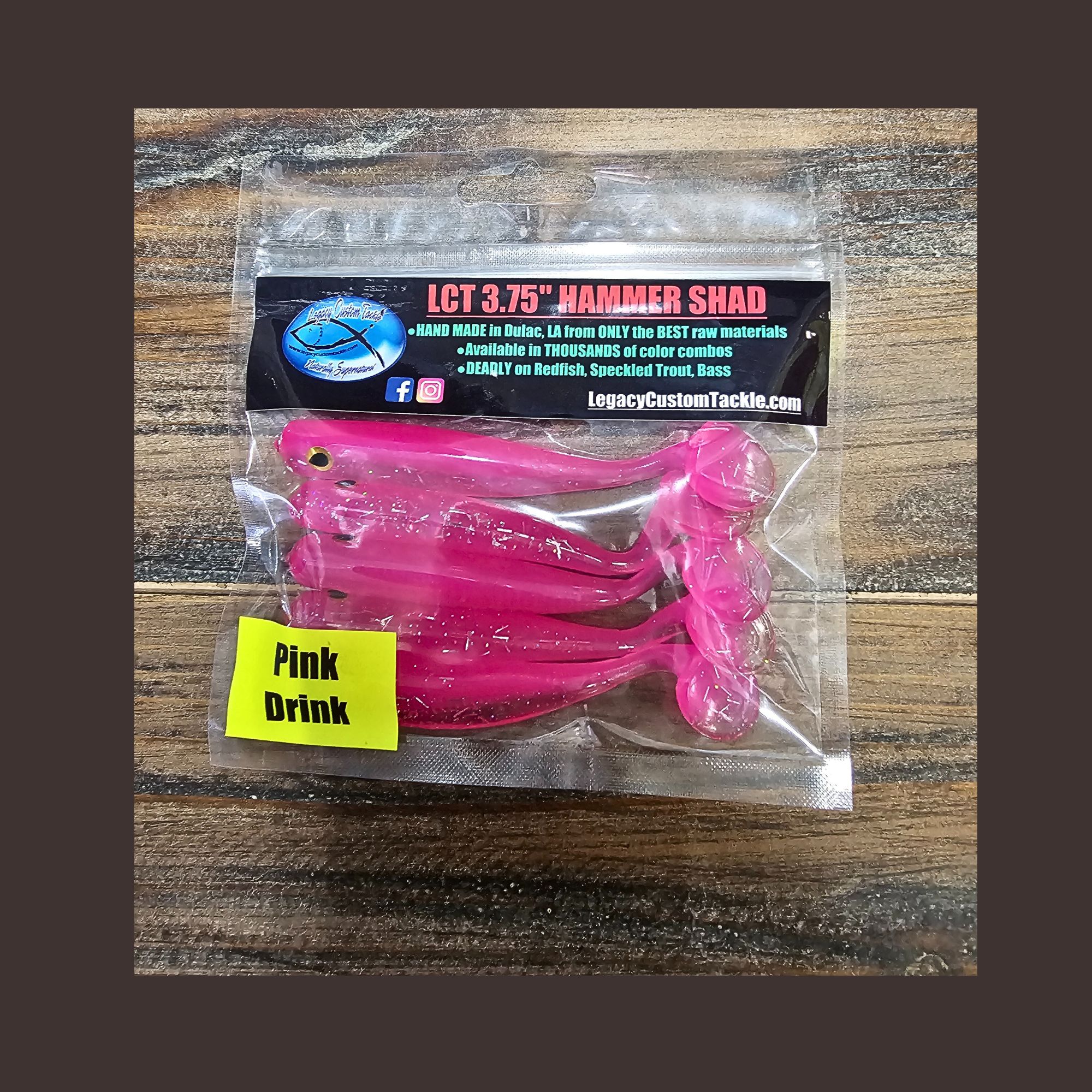 Hammer Shad Lures, Legacy Tackle, Red, Pink, Orange Baits, Fishing