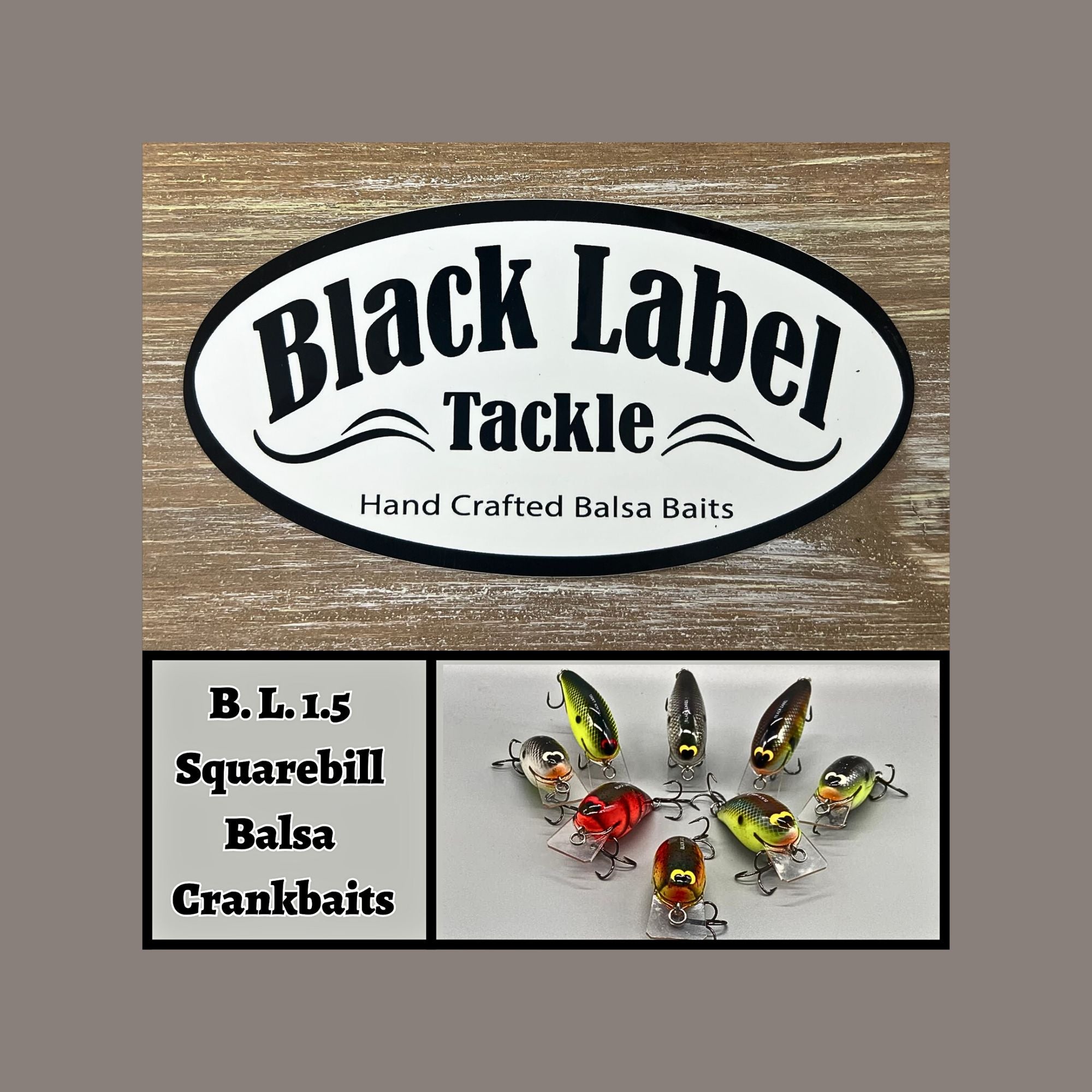 Black Label Balsa 1.5 Squarebill Crankbait, Handcrafted Balsa Baits
